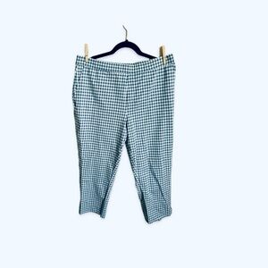 Gingham Cropped Pants in Blue and White